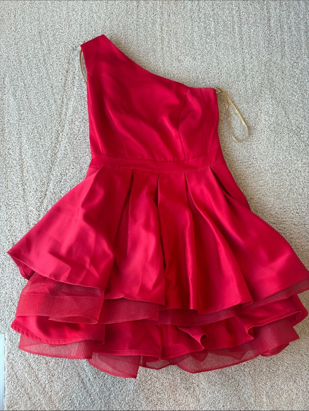 Bronx One-Shoulder Red Layered Tulle Party Dress